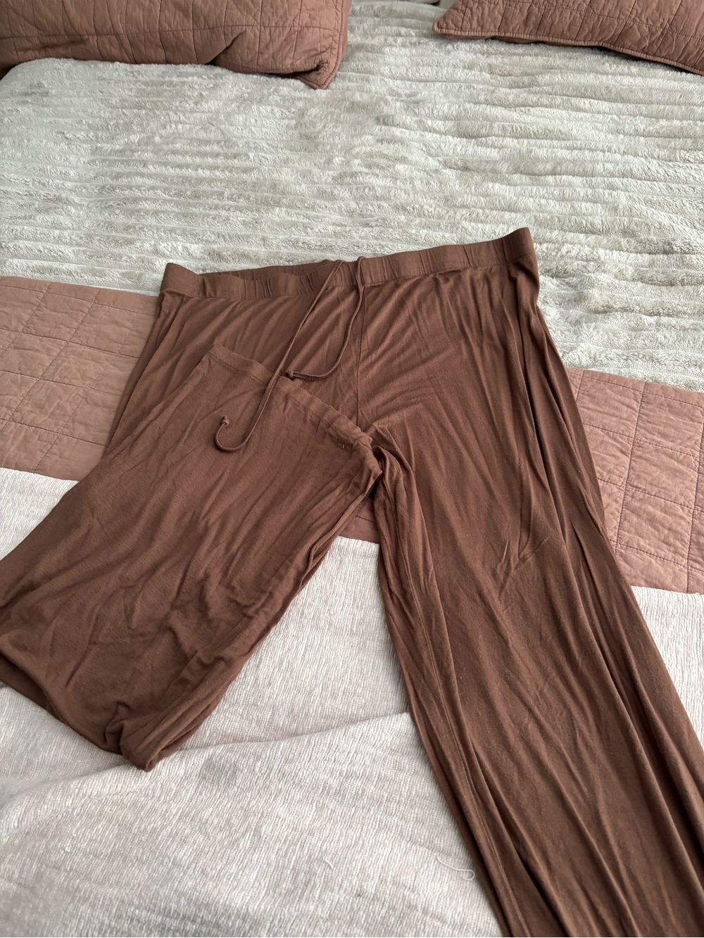 SKIMS Fits Everybody Brown Wide-Leg Lounge Pajama Pants